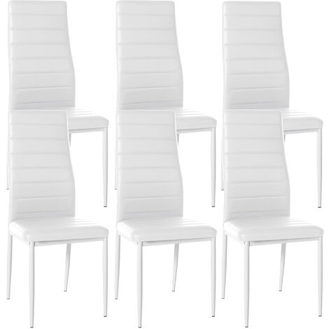 Ensemble de 6 chaises de restauration Mayfair blanches, fausse peau