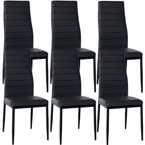 Ensemble de 6 chaises de restauration noires Mayfair, fausse peau