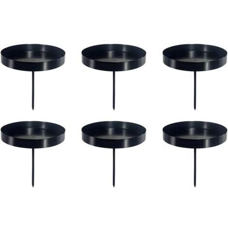 Ensemble de 6 chandeliers de l'Avent Anlising, chandeliers en métal de 8 cm, chandeliers pour couronne de l'Avent, chandeliers de Noël décoratifs, adaptés à la décoration de couronnes (noir)