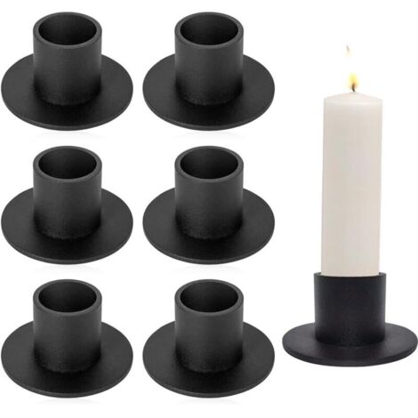 Ensemble de 6 chandeliers en métal, noir mat vintage, adaptés aux bougies rondes de 2 cm de diamètre, chandeliers modernes parfaits pour le salon, les fêtes, Noël, les mariages, etc.