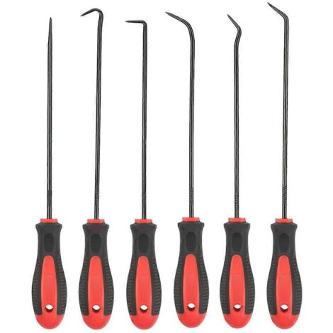 Ensemble de 6 crochets et pics de précision extra longs, rouge