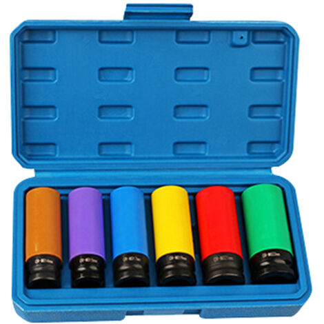Ensemble de 6 douilles pour clés à douille, manchons de protection pour pneus, kit d'outils de réparation pour voiture et moto, douilles multifonctions à embouchure carrée de 1/2 po