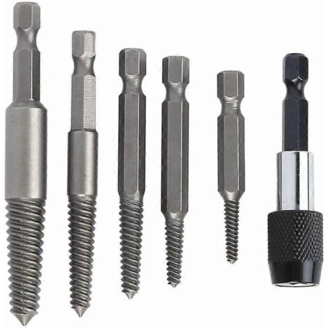 Ensemble de 6 extracteurs de vis sans tête, kit d'extracteurs de vis sans tête, foret pour retirer les goujons endommagés avec mandrin sans clé-AquaForge
