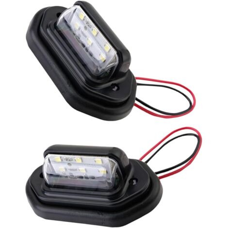Ensemble de 6 Feux de Plaque D'immatriculation à Led Blancs pour Voiture 12-30 V Installation Facile Éclairage de Plaque D'immatriculation Arrière de Remorque