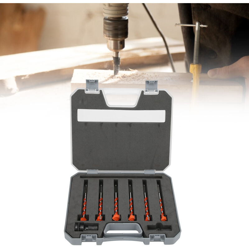 Tonchean - Ensemble de 6 forets à bois de 16 à 25 mm avec bielle, taille du foret : 16 mm/18 mm/19 mm/20 mm/22 mm/25 mm