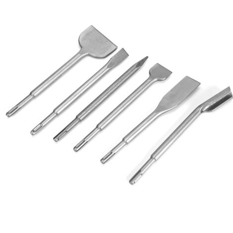 Ensemble de 6 forets et burins SDS Plus pour marteau perforateur et outil de perçage pour murs en béton