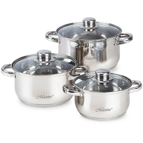 Ensemble de 6 grandes casseroles (3,0 l, 4,0 l, 5,0 l) MR-2020-6XL