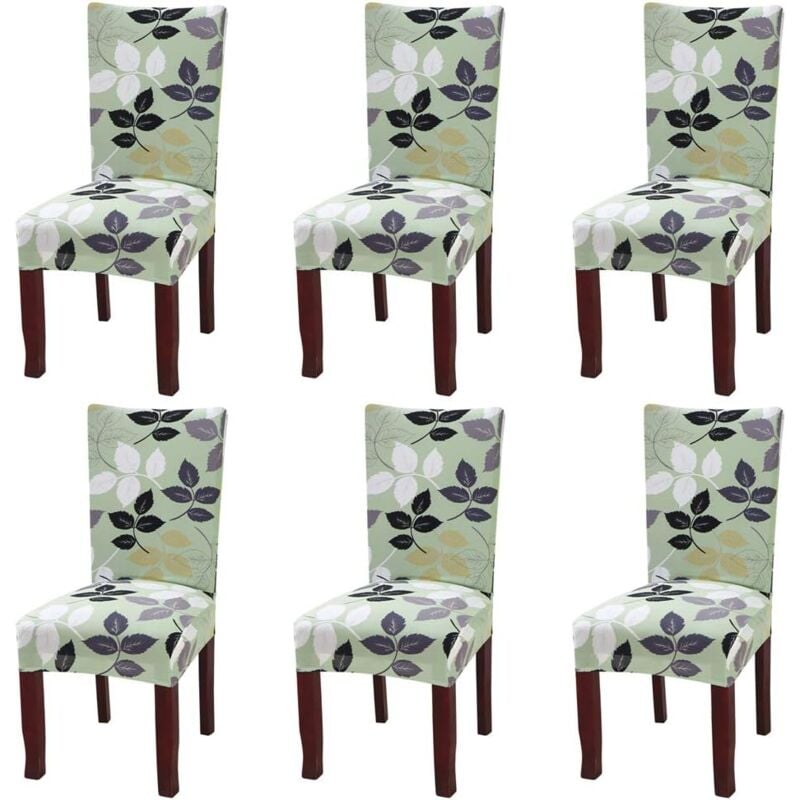 Ensemble de 6 housses de chaise extensibles universelles pour chaise de salle à manger vert-RAPANDA