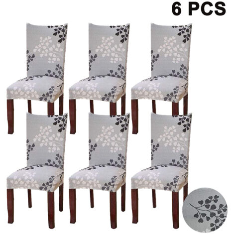 Ensemble de 6 housses de chaises de salle à manger courtes, ultra-ajustées, élastiques, amovibles et lavables, convenant aux hôtels, restaurants, banquets, mariages et autres occasions.