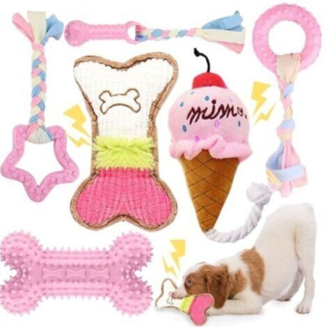 Ensemble de 6 jouets de dentition pour chiens avec nœuds en corde à mâcher pour les chiots, soulageant les douleurs de dentition, jouets à mâcher durables pour petits chiens