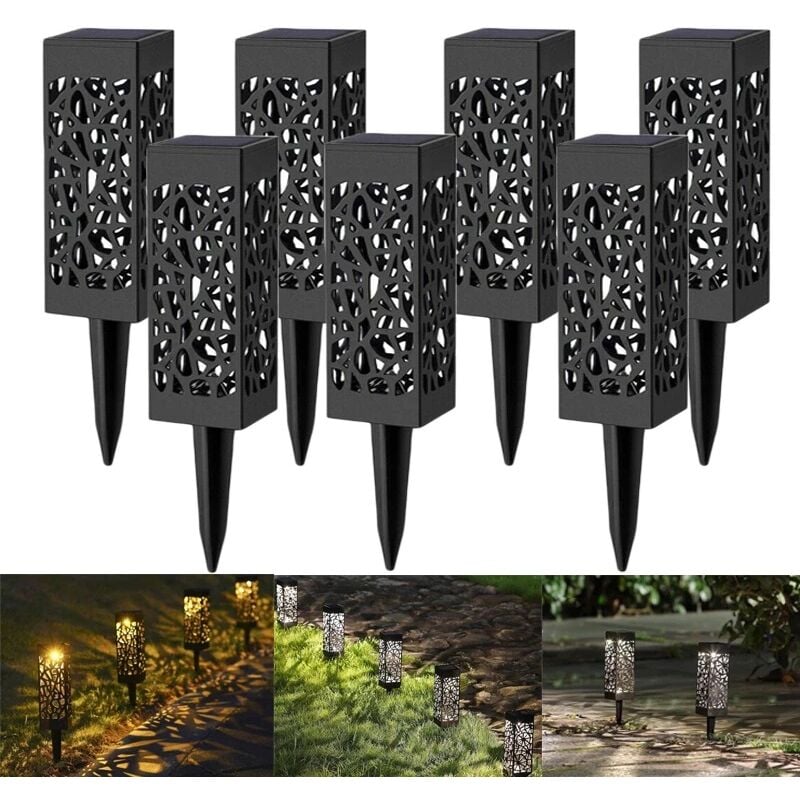 Ensoleille - Ensemble de 6 lampes solaires d'extérieur pour jardin, maison, villa, pelouse, lumières creuses au sol, lumières décoratives d'ambiance
