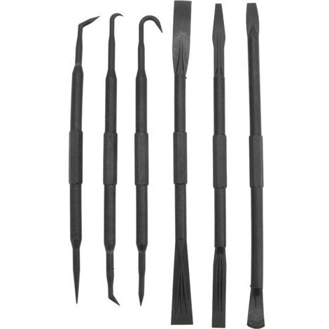 Ensemble de 6 leviers à double extrémité en plastique ABS noir pour le retrait des joints toriques et accessoires d'étanchéité