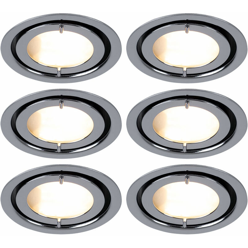 Etc-shop - Lot de 6 spots chromés pour meubles de cuisine encastrés, lampes rondes en aluminium, éclairage de la pièce à vivre. Etc-shop - Lot de 6 spots chromés pour meubles de cuisine encastrés, lampes rondes en aluminium, éclairage de la pièce à vivre.