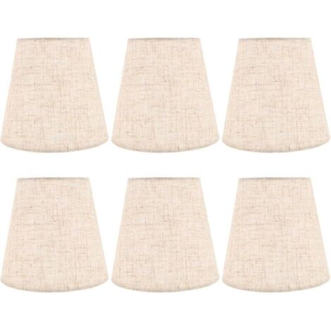 Ensemble de 6 mini abat-jour en lin naturel avec pince pour lustres et appliques murales, une solution polyvalente pour l'éclairage intérieur.
