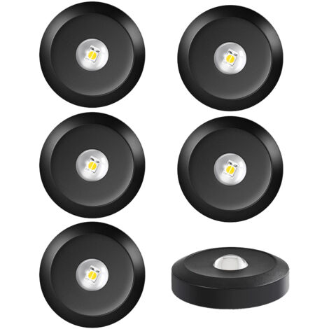 Ensemble de 6 mini spots LED ronds avec batterie 1500 mAh – 12 couleurs, éclairage de meubles à intensité variable et minuterie, télécommande, longue autonomie