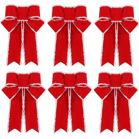Ensemble de 6 nœuds pour sapin de Noël, couronne de Noël en lin, décoration de sapin de Noël, fêtes, mariage