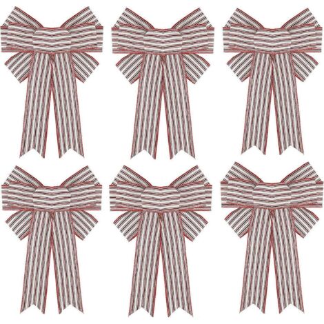 Ensemble de 6 nœuds pour sapin de Noël, couronne de Noël en lin, décoration de sapin de Noël, fêtes, mariage