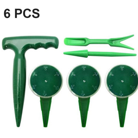 Ensemble de 6 outils de jardinage : planteuse, perforatrice, outil de plantation manuel réglable pour fleurs et gazon, utilisable en intérieur et en extérieur.