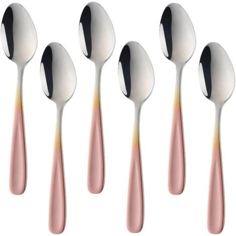 Ensemble de 6 petites cuillères en acier inoxydable – Cuillères à café et à dessert multi-usages pour la maison,les cafés et les