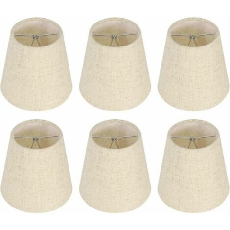 Ensemble de 6 petits abat-jour, abat-jour en toile de jute en forme de tonneau, fixation par pince pour ampoule