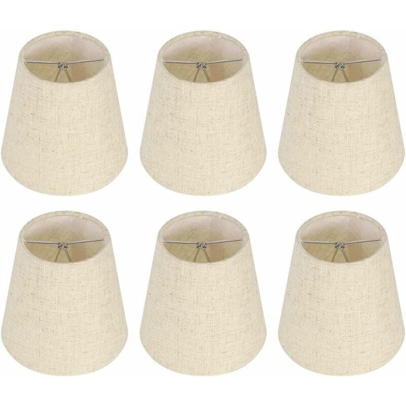 Ensemble de 6 Petits Abat-Jour,Abat-Jour Baril en Toile de Jute Clip sur Ampoule pour Lampe de Table et lampadaire,Abat-Jour de Lustre Nordique Beige