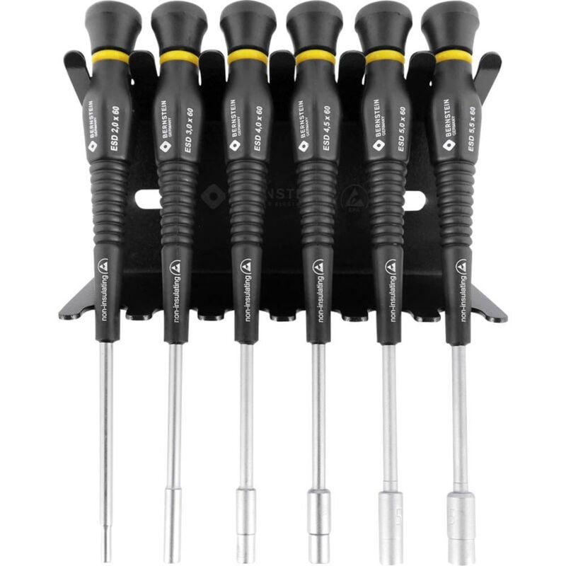 Tools for Electronics antistatique (esd) Jeu de tournevis 6 pièces 6 pans extérieurs - Bernstein