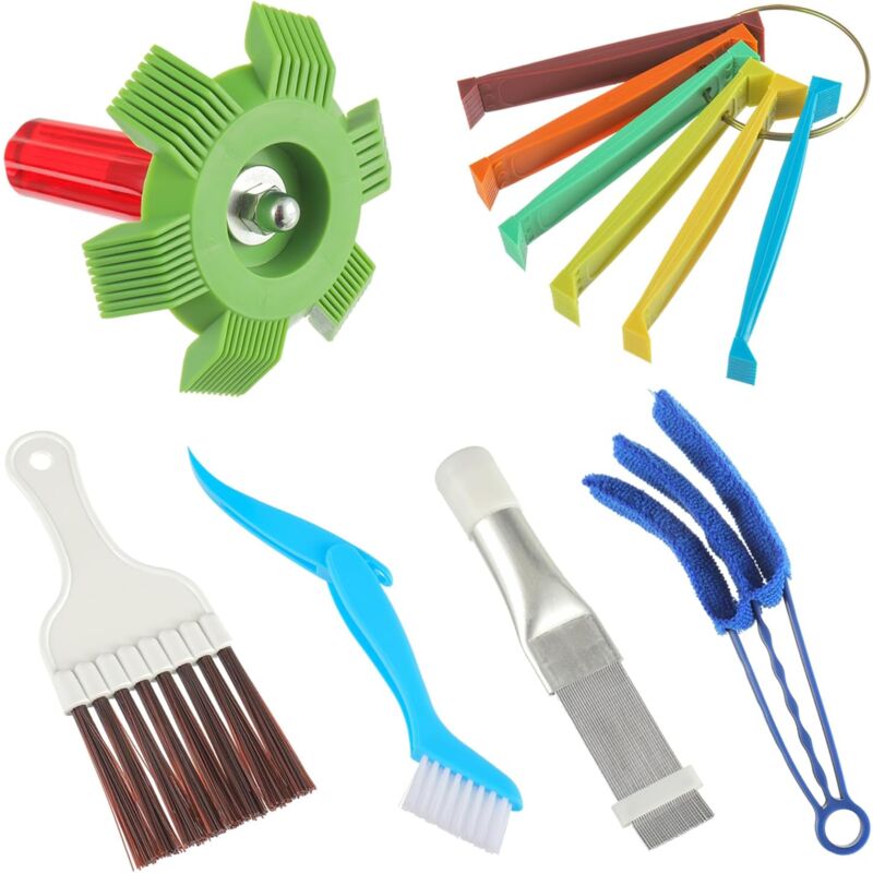 Ensemble de 6 pièces de nettoyage de climatiseur, peigne à cheveux à bascule pour climatiseur, outil de nettoyage de radiateur adapté à l'évaporateur