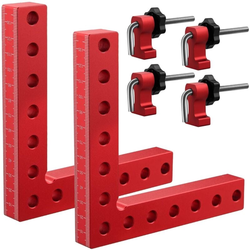 Ensemble de 6 pièces de support de positionnement en forme de L de 14 cm avec pince de joint en alliage d'aluminium à angle de 90 degrés pour outils