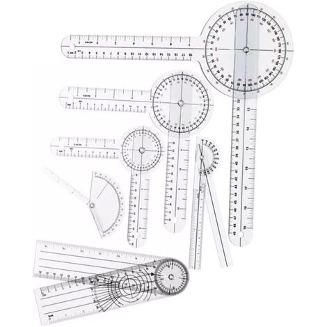 Ensemble de 6 Pièces Goniomètre, Règle Angle PVC, Mesure 360 Degrés, Usage Médical Orthopédique