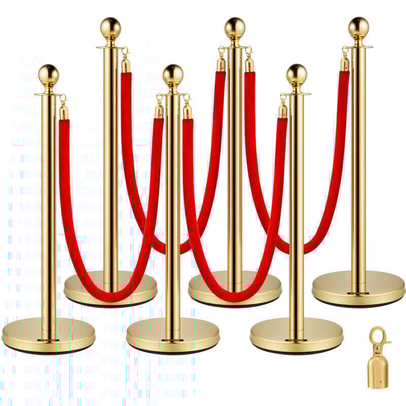 Vevor - Ensemble de 6 pieces en acier inoxydable dore avec cordon extensible rouge, 38'' - Ideal pour une utilisation interieure et exterieure