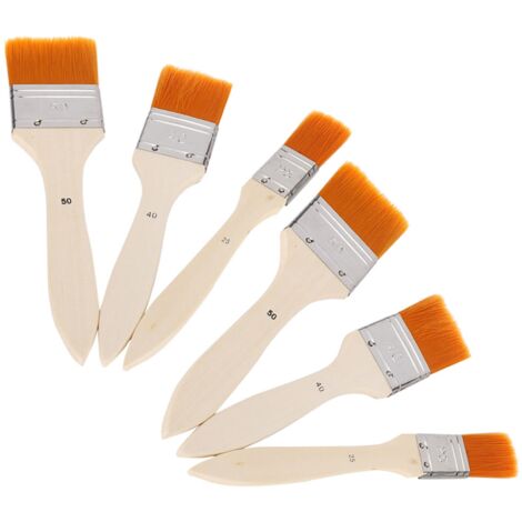 Ensemble de 6 Pinceaux à Peinture à l'Huile en Nylon avec Manche Bois et Tube Aluminium
