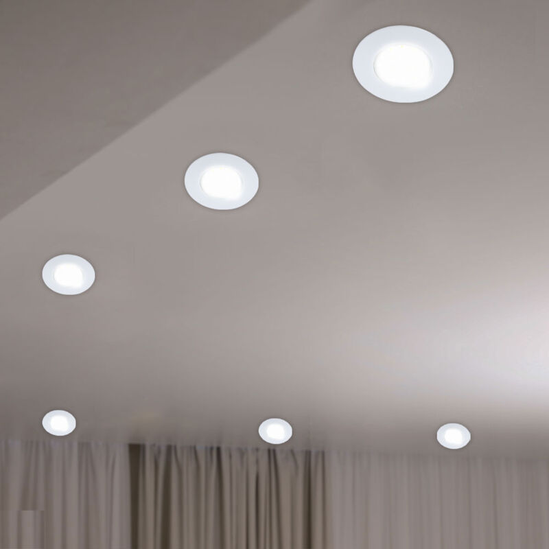 Plafonnier spot encastrable Plafonnier led spot encastrable rond, spot orientable blanc, 3W 230lm blanc chaud, d 10,8 cm, lot de 6