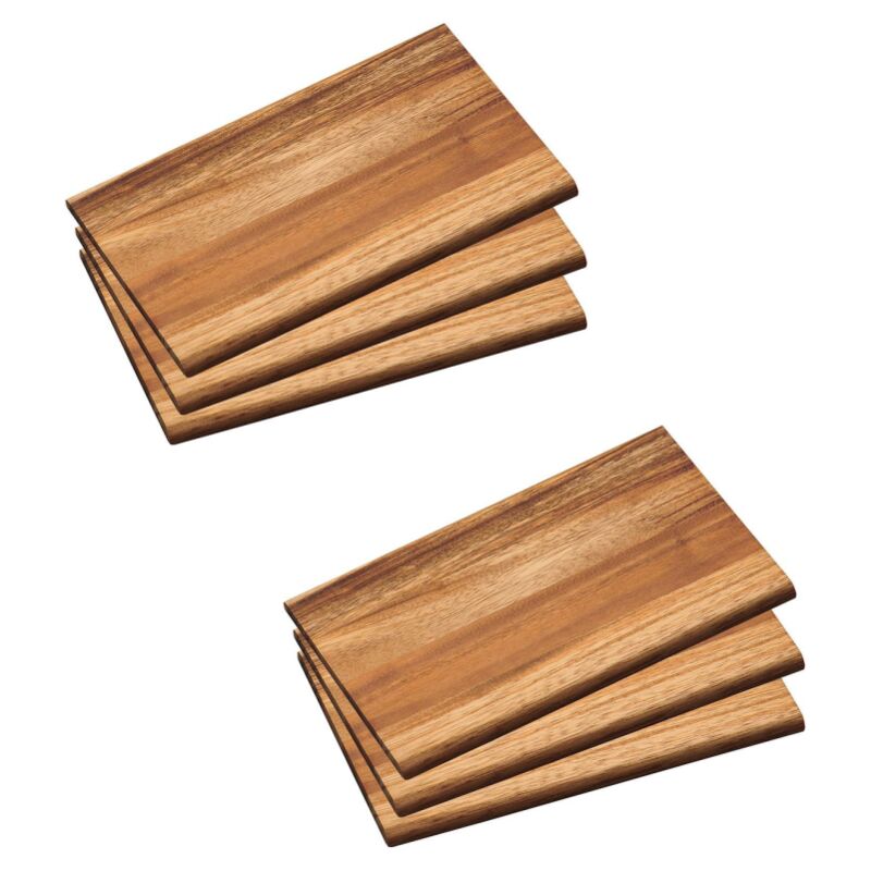 Ensemble de 6 planches à découper ou petit déjeuner en bois d'acacia - 23 x 15 cm - Livraison gratuite