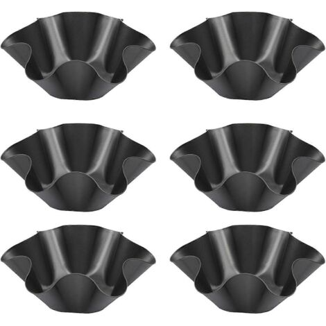 Ensemble de 6 poêles à tortillas antiadhésives cannelées en acier au carbone, résistantes à la chaleur, pour salades et tacos.