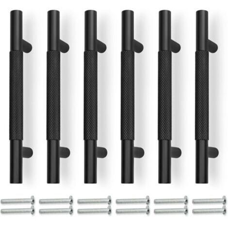 Ensemble de 6 poignées de tiroir noires de 150 mm de diamètre, entraxe de 96 mm.