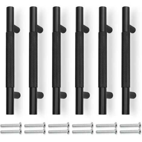 Ensemble de 6 poignées de tiroir noires de 150 mm de diamètre, entraxe de 96 mm.