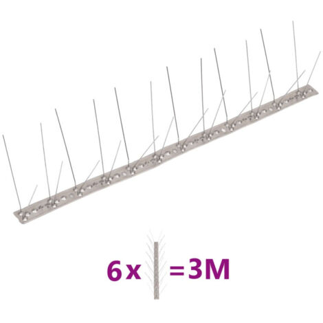 AVIMAC 6 pointes à 4 rangées contre oiseaux Inox 3 m