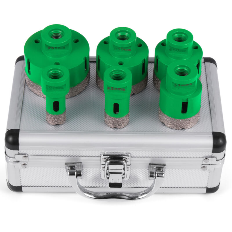 Mophorn - Ensemble de 6 scies cloches diamantées 20/25/42/50/55/68 mm, coupe-trou à filetage M14 pour granit, carborundum, céramique, outils de