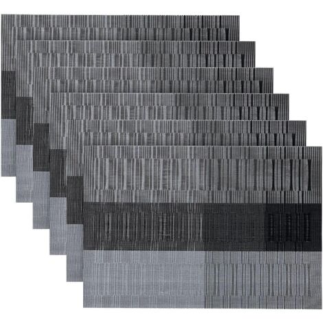 Ensemble de 6 sets de table lavables, antidérapants et résistants à la chaleur en PVC, faciles à nettoyer et à ranger, 45 cm x 30 cm