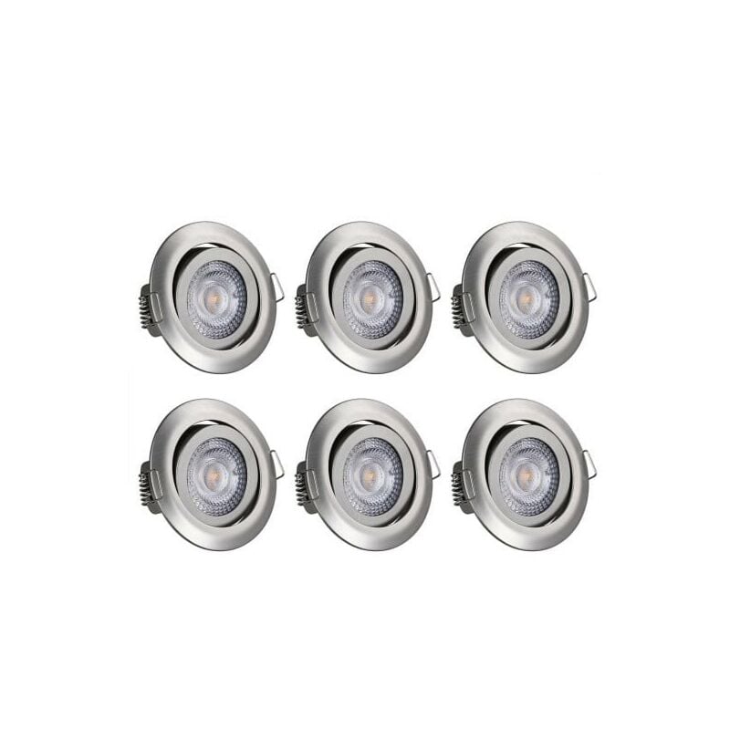 Ensemble de 6 Spots encastrables led Pour plafond Argent de 5W - Argent