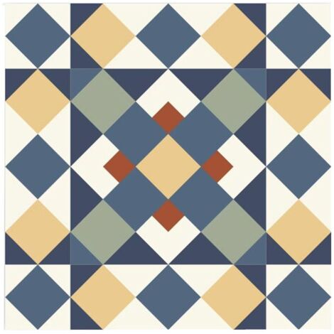 Lot de 6 stickers muraux carreaux ciment 15x15cm – PVC autocollant bleu et marron – Décoration cuisine et salle de bain – Sud Trading