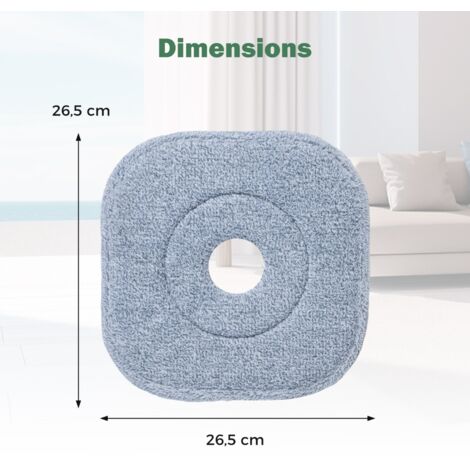 Ensemble de 6 Têtes de Serpillière de Rechange Mops de Rechange en Microfibre Serpillière Amovible et Lavable en Machine Gris + Blanc