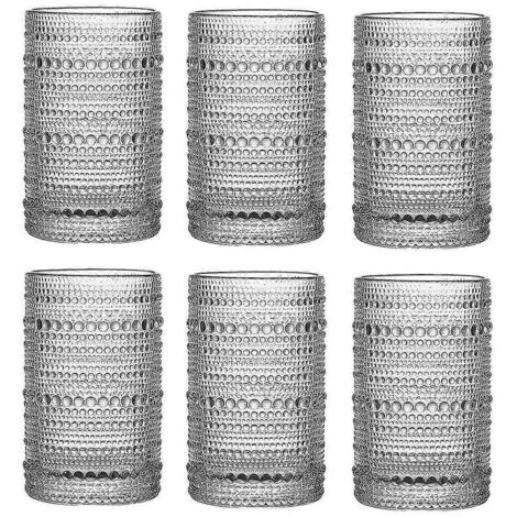 Ensemble de 6 verres à cocktail vintage à motif clouté, verres à eau, tasses, verrerie de bar