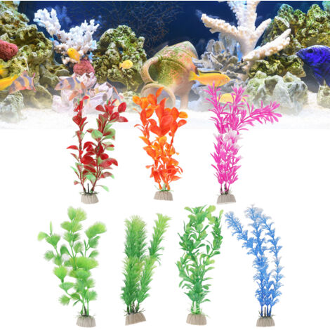 Ensemble de 7 Faux Plantes Aquarium Réalistes pour Décoration et Aménagement Paysager - Combinaison Variée Idéale pour Aquariophiles-AUTRES