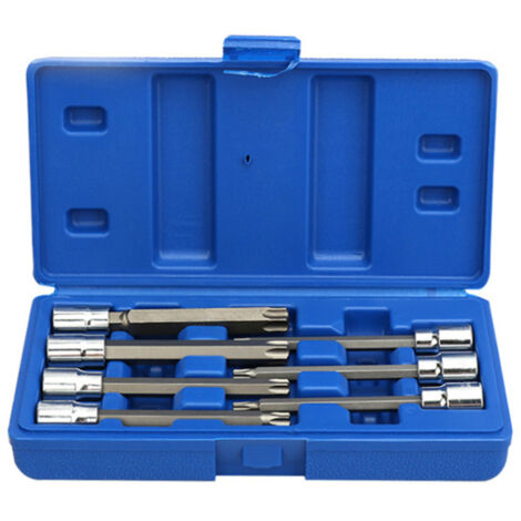 Ensemble de 7 outils à main comprenant des douilles Torx 3/8" (T25, T30, T40, T45, T50, T55, T60) et des embouts Torx Star.