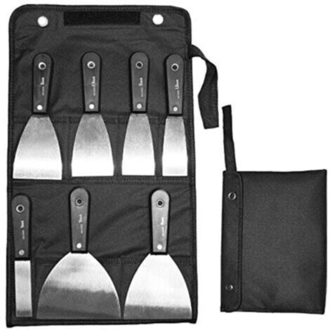 Ensemble de 7 pièces comprenant grattoir, truelle et sac de transport - Ensemble de couteaux à mastic multifonctionnels pour la construction et le bricolage - Ensemble de truelles en acier inoxydable
