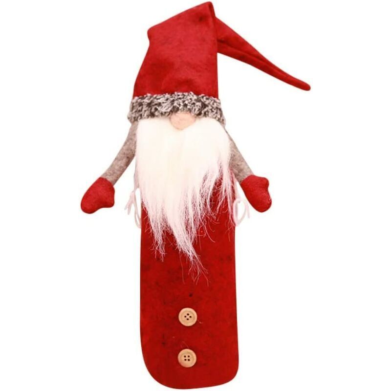 Noël Elfe Couverture de Bouteille de Vin Vieil Homme Rouge Gris Fait à la Main Suédois Gnome Sac Mini Tomte Chapeau Maison Vacances Décoration