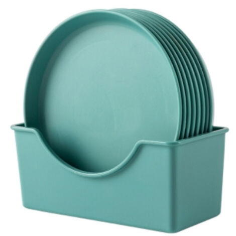 Ensemble de 8 assiettes rondes à hors-d'œuvre avec égouttoir, assiettes à gâteaux, assiettes à dessert, assiettes à salade, petites assiettes de service (vert)