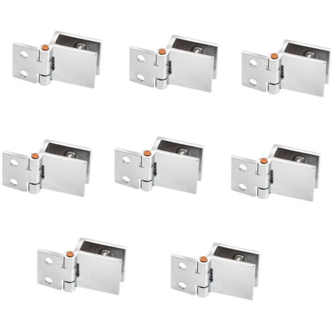 Ensemble de 8 charnières pour portes en verre, pince rectangulaire réglable de 5 à 8 mm, pince simple pour charnières de portes de placard