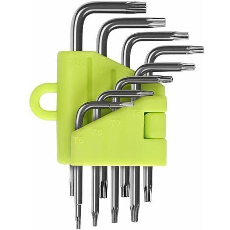 Ensemble de 8 clés Torx coudées T5 à T20 – Acier inoxydable ultra résistant – Conception ergonomique pour vis à tête creuse